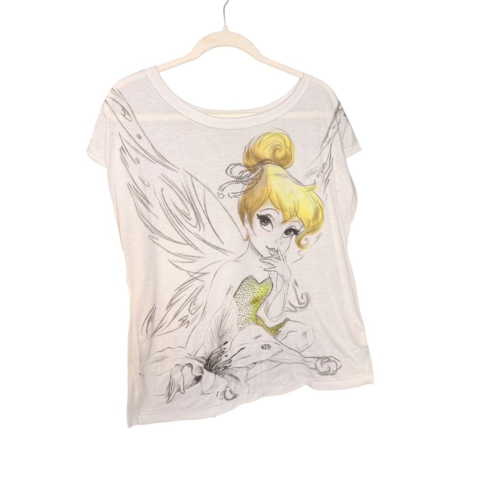 Disney Boutique Tinker Bell Sketch Rhinestone Graphic Tee Size L